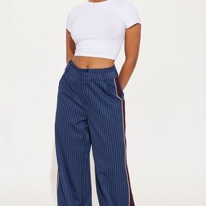 Fashion Nova Women's Navy Pinstripe Trousers
